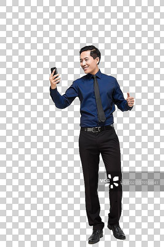 棚拍商务男士使用智能手机图片素材
