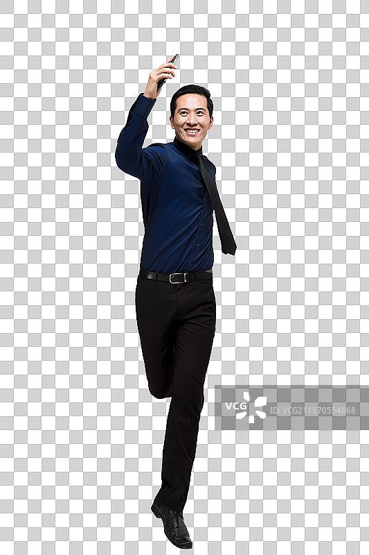 棚拍商务男士使用智能手机图片素材