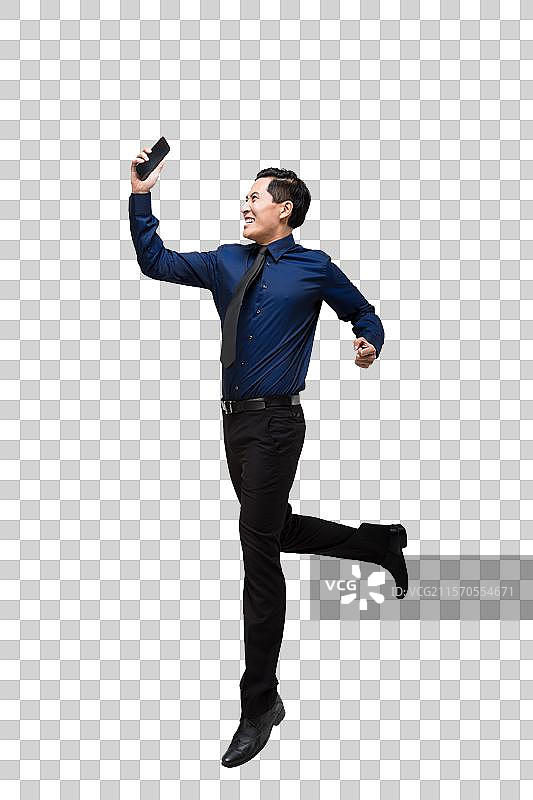 棚拍商务男士使用智能手机图片素材