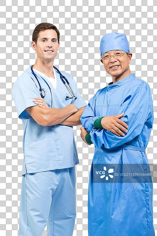 棚拍手术室老年男医生和外籍男医生图片素材