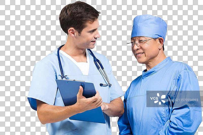 棚拍手术室老年男医生和外籍男医生图片素材