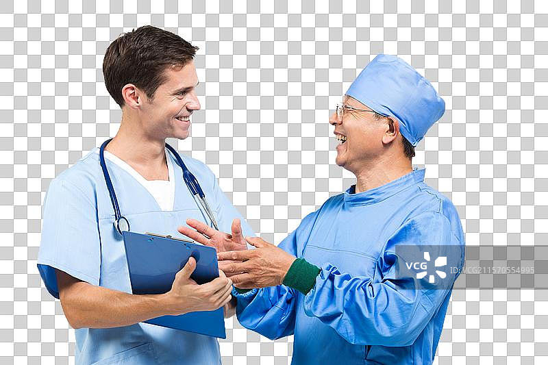 棚拍手术室老年男医生和外籍男医生图片素材