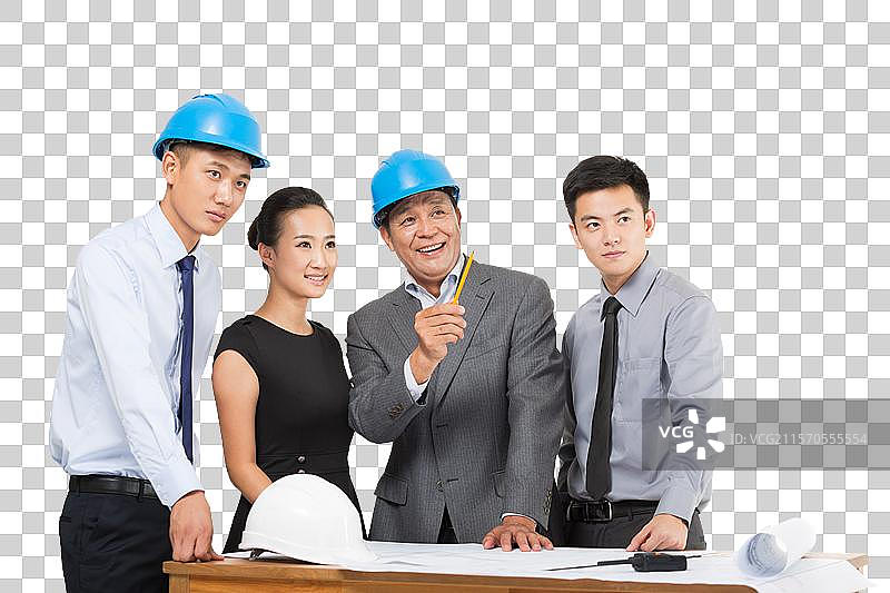 建筑设计团队研究图纸图片素材