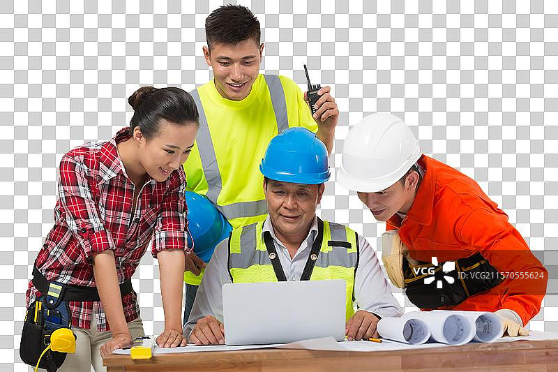 建筑装修团队研究图纸图片素材