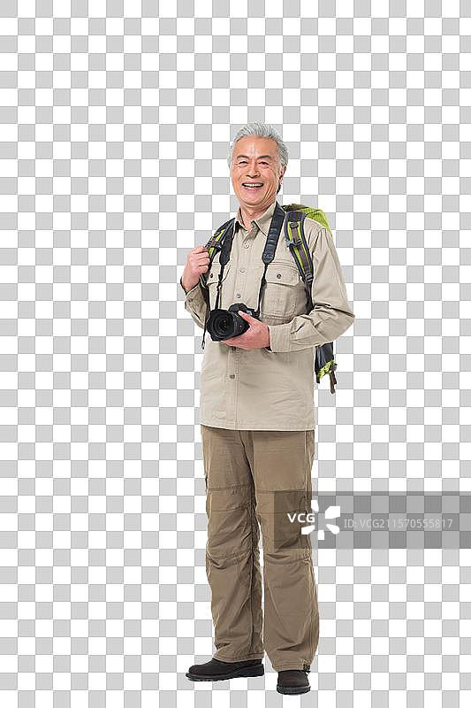 老年男人旅游拍照图片素材