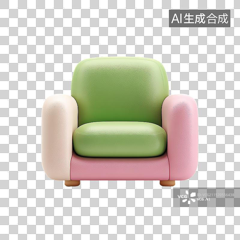 【AI数字艺术】绿粉色，单人沙发图片素材