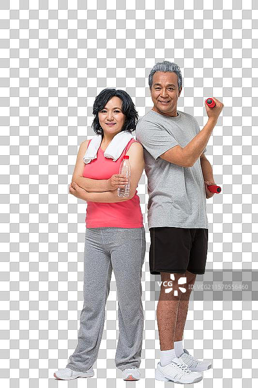 中老年夫妇举哑铃图片素材