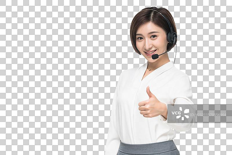 女客服人员头戴耳机图片素材