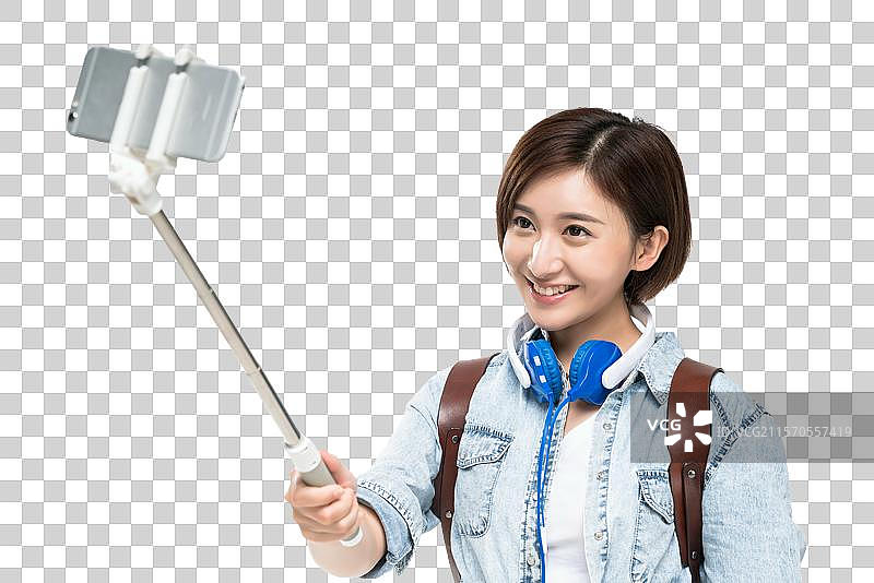 快乐的年轻女子自拍图片素材
