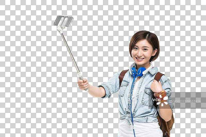 快乐的年轻女子自拍图片素材