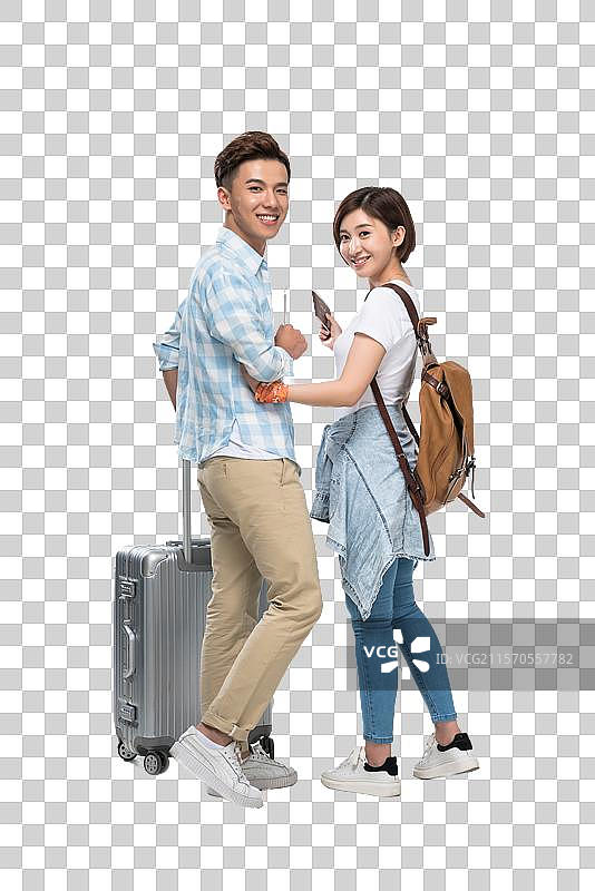 甜蜜的年轻情侣去旅行图片素材