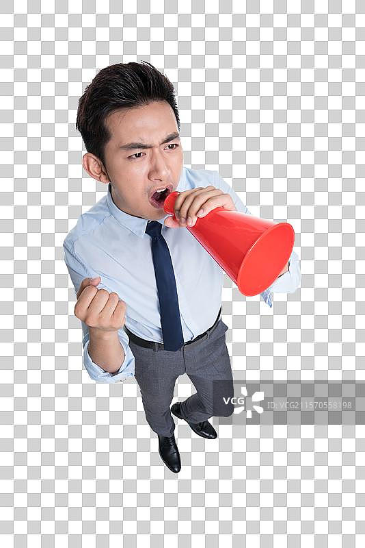 年轻商务人士拿喇叭图片素材
