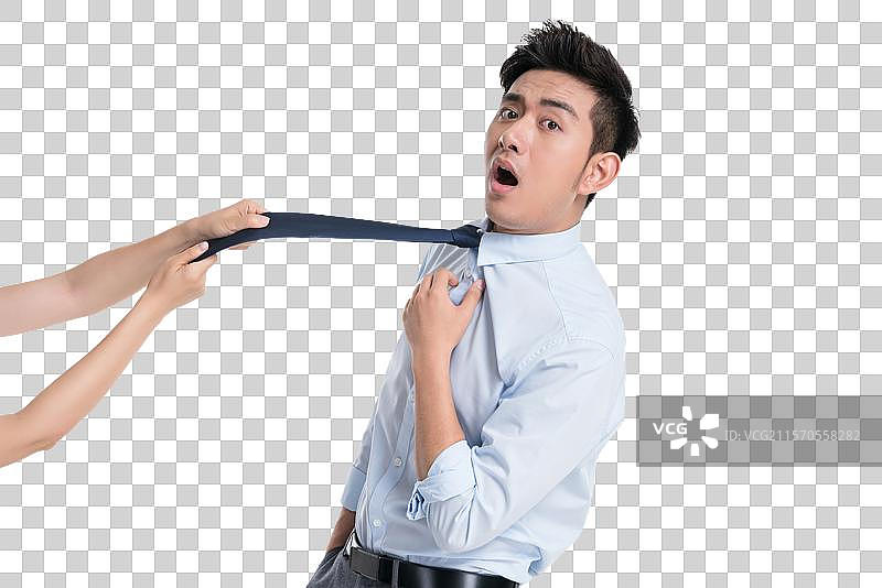 年轻商务人士被拽领带图片素材