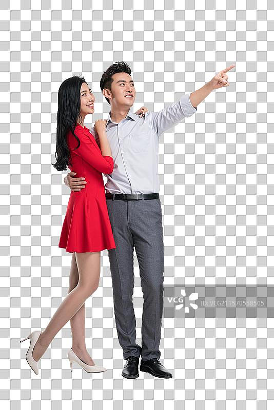 休闲装年轻情侣相互拥抱图片素材