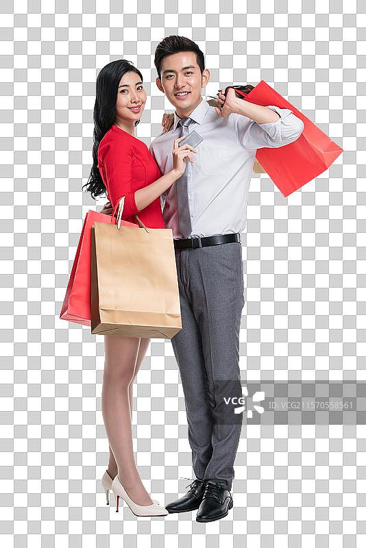 年轻情侣购物图片素材