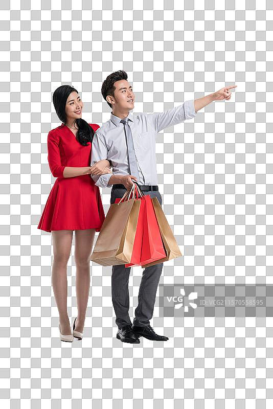 年轻情侣购物图片素材