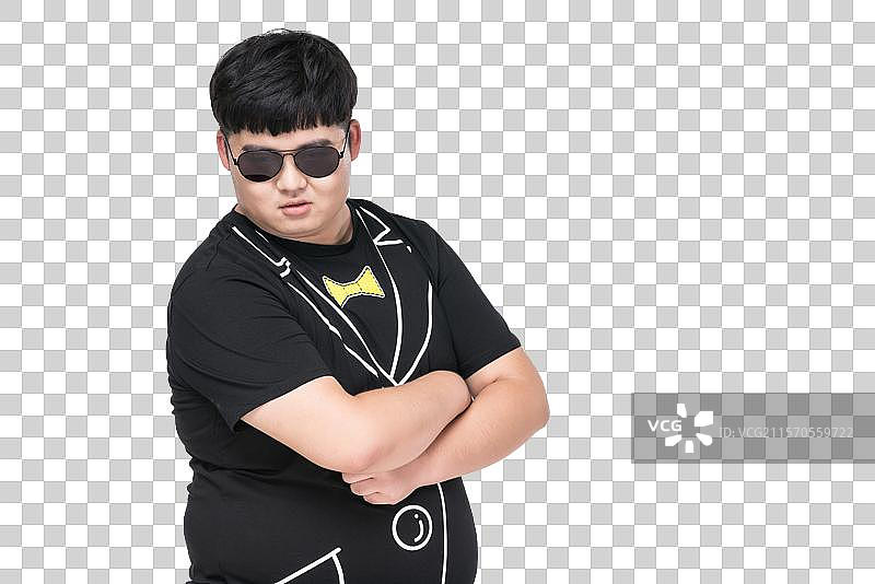 带墨镜的肥胖青年男子图片素材