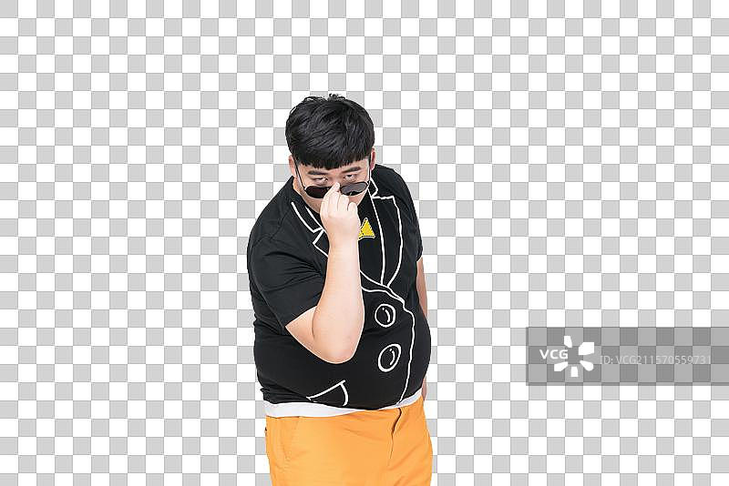 带墨镜的肥胖青年男子图片素材