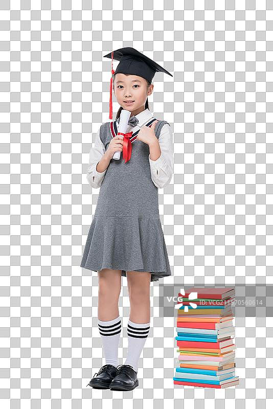 快乐的小学生和书图片素材