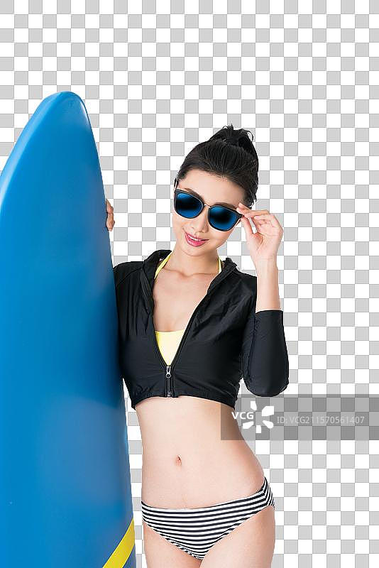 女子和冲浪板图片素材