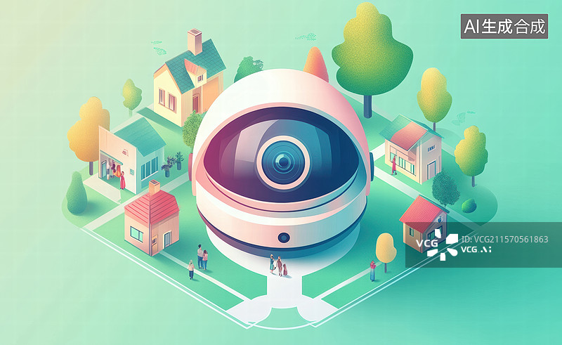 【AI数字艺术】守护家园的智慧眼图片素材