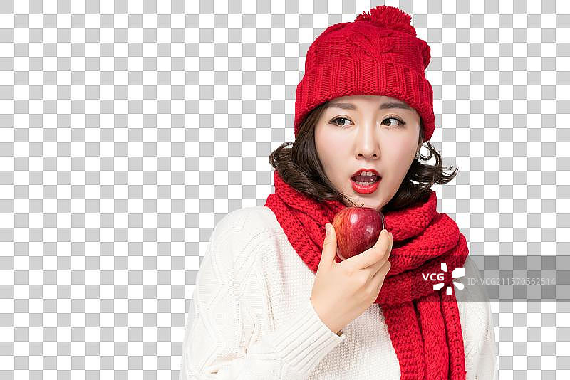 戴红帽子的年轻女子图片素材