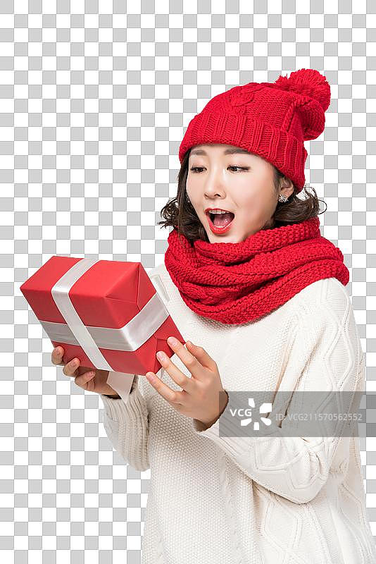 戴红帽子的年轻女子图片素材