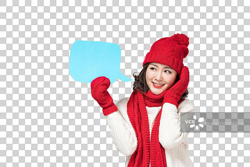 戴红帽子的年轻女子图片素材