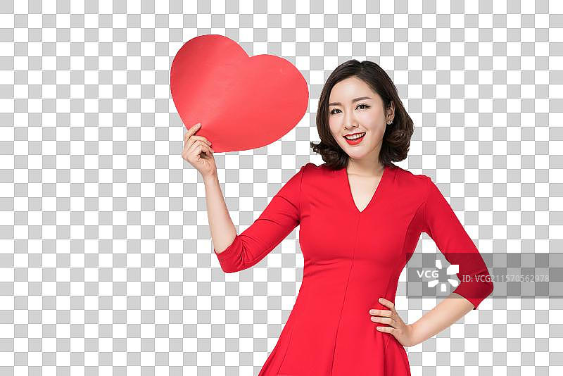 身穿红色连衣裙的年轻女子图片素材