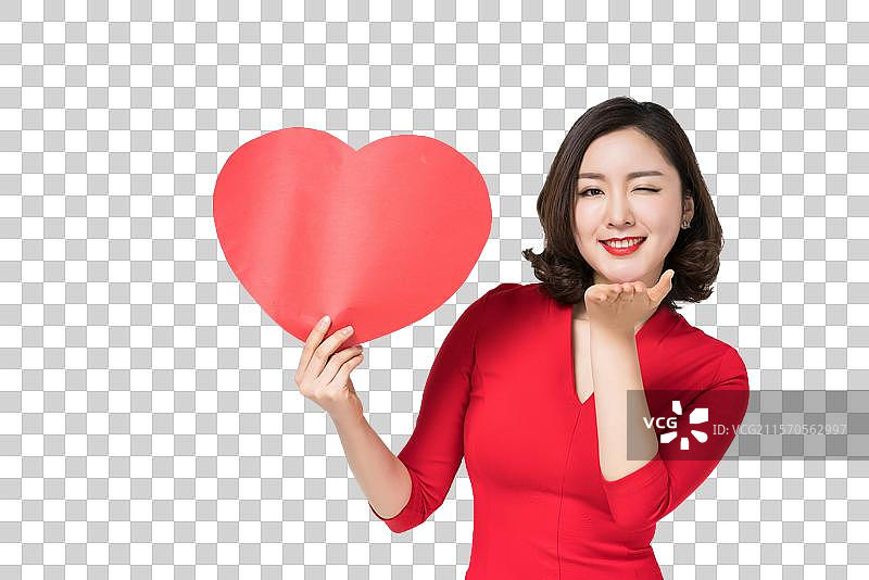 身穿红色连衣裙的年轻女子图片素材