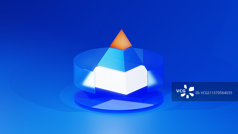 3D立体蓝色金融金字塔素材组合图片素材