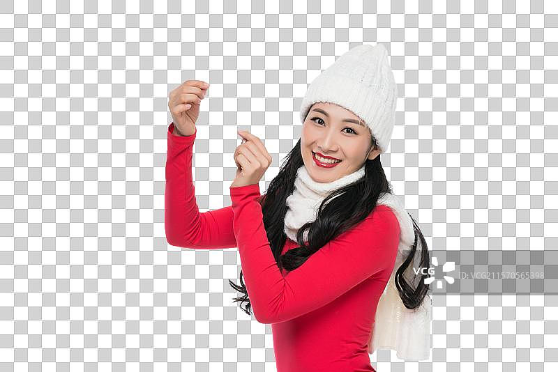 年轻女子拿着雪花道具图片素材