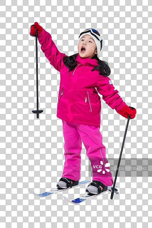 可爱的小女孩滑雪图片素材