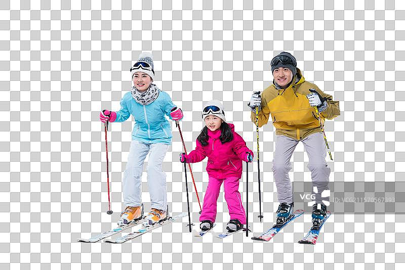 一家三口滑雪图片素材