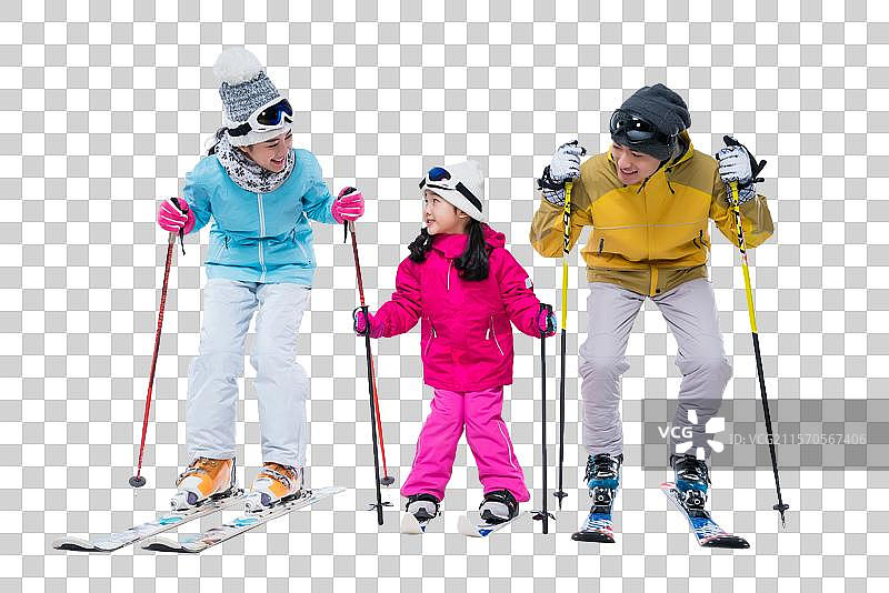 一家三口滑雪图片素材