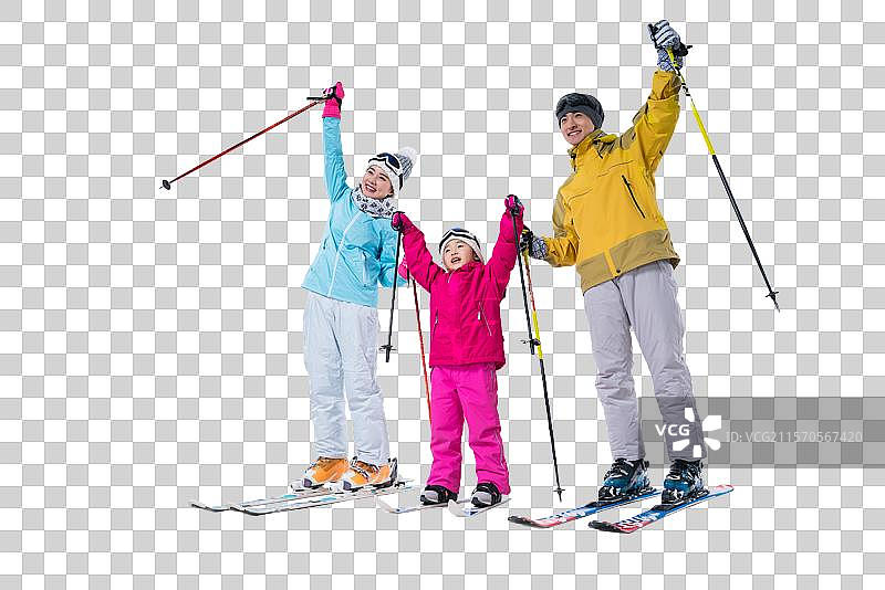 一家三口滑雪图片素材