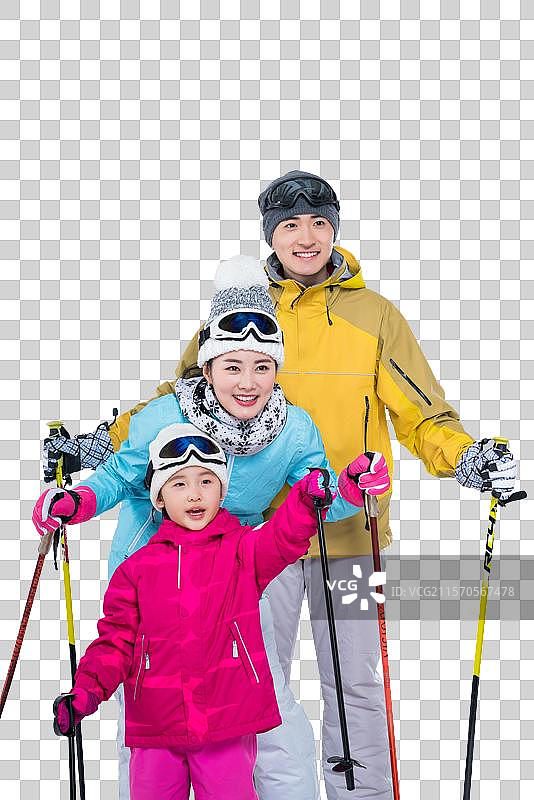 一家三口滑雪图片素材
