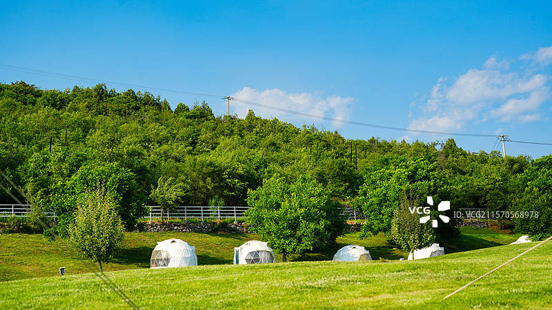 北京平谷金海湖露营基地图片素材