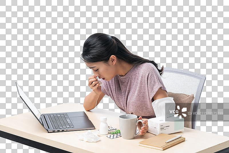 感冒的年轻女子图片素材