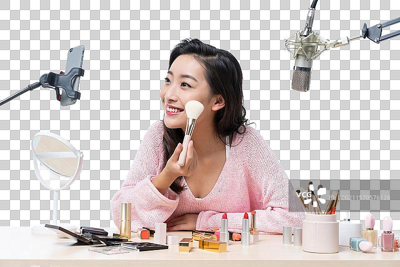 年轻女子直播图片素材