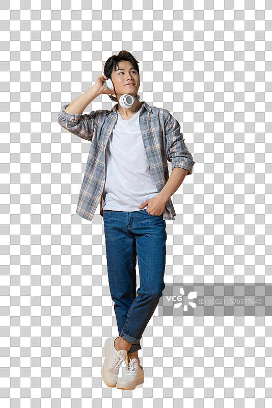 时尚青年男子听音乐图片素材