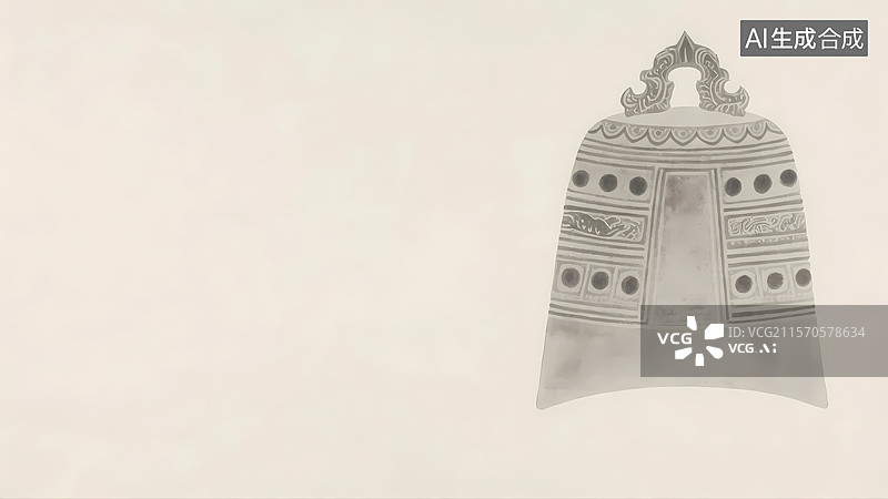 【AI数字艺术】传统青铜乐器背景水墨画居右图片素材