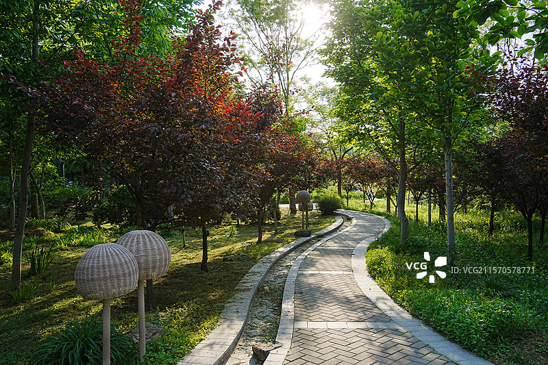 烟台市福山区隅园中的步道图片素材