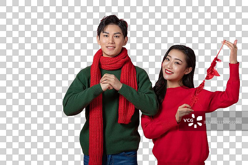 年轻情侣庆祝新年图片素材