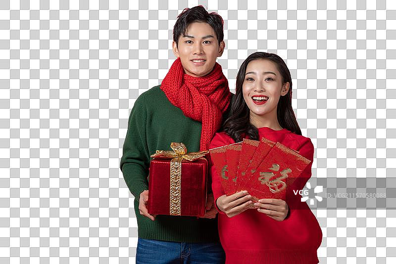 年轻情侣庆祝新年图片素材