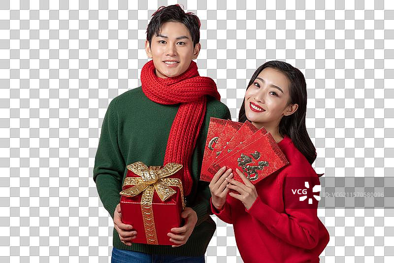 年轻情侣庆祝新年图片素材