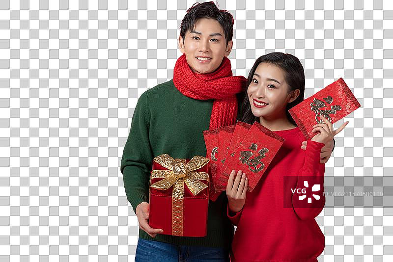 年轻情侣庆祝新年图片素材