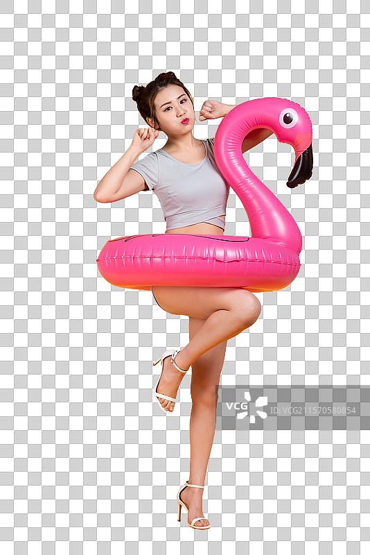 棚拍泳装年轻女子图片素材