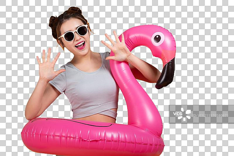 棚拍泳装年轻女子图片素材