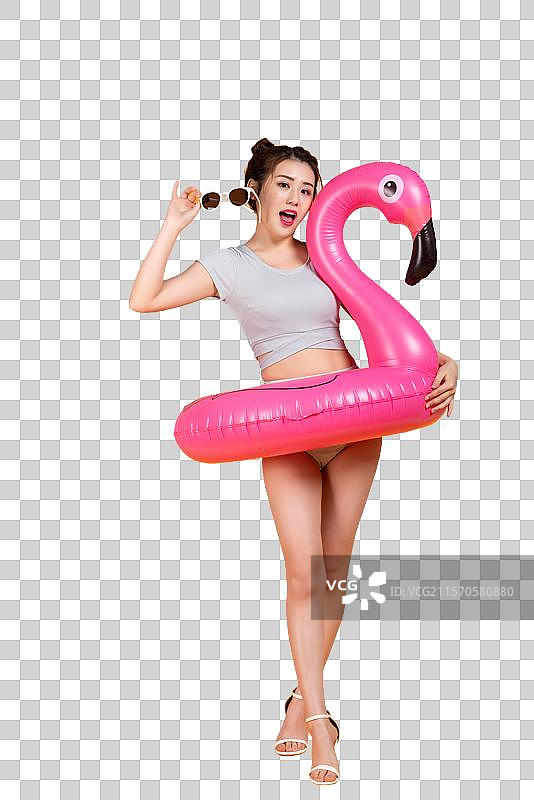 棚拍泳装年轻女子图片素材